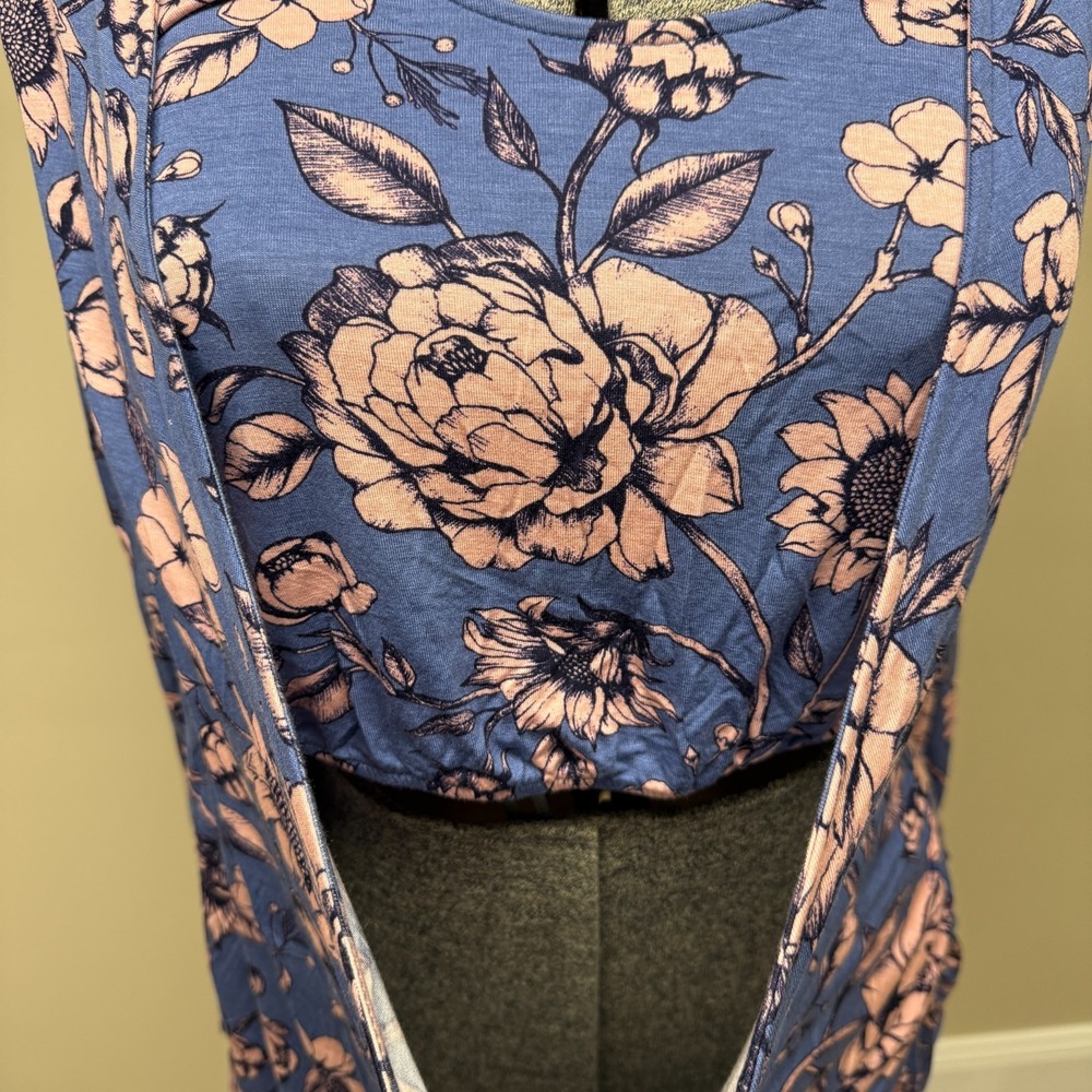 Motherhood Maternity Nursing Top Womens 2X Blue Pink Floral Stretch Double Layer - Picture 5 of 16